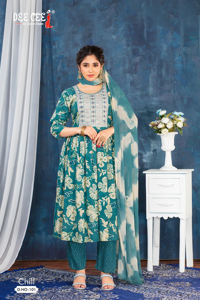 Chill By Deecee Rayon Foil Printed Kurti With Bottom Dupatta Wholesale Shop in Surat